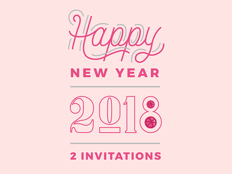 2 Dribbble Invites - Giveaway 2018 design designer dribbble gif giveaway happy new year invitat