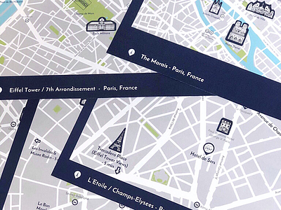 Custom map designs of Paris, France