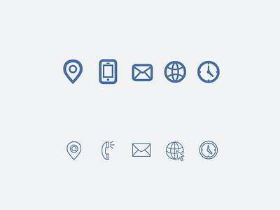 Icon Set Options for Clients complimentary design email icon iconography icons illustration phone ux uxui