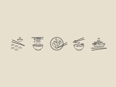 Custom Icon Set for Restaurant Group asheville chicken food foodie icon iconography icons illustration noodles restaurant wings