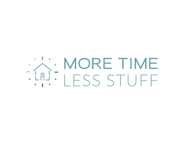 More Time Less Stuff Logo Design branding logo identity iconography house clock time organize organized home