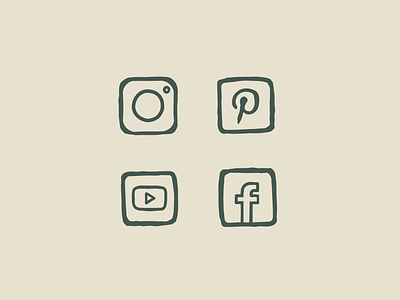 Hand-drawn Social Icon Set brand branding drawing facebook handdrawn icon iconography icons illustration instagram pinterest social youtube