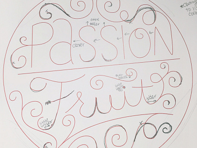 Passion Fruit - First Print hand done type lettering passionfruit sketch