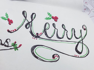 Christmas Lettering festive hand done type lettering merry christmas sketch