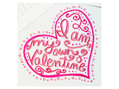 Valentine color hand done type hearts lettering love pink sketch swirls valentines day