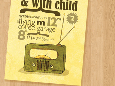 Concert Poster adam and darcie canoe concert poster flyingm coffee garage radio illustration with child