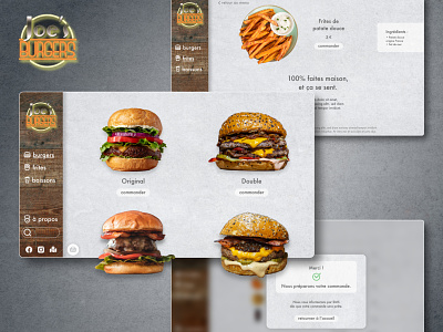 Joe's Burgers • Logo and screens adobe xd branding burger design graphic design illustration logo menu neon photoshop restaurant ui user flow ux web design website