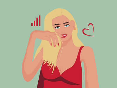 This is a girl with blond hair in a red poppy. attractive blonde blonde hair design exotic girl illustration modern red smart vector very beautiful