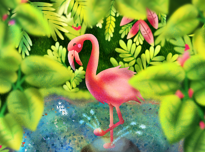 Dancing Flamingo / Leopoldo adobe art brazil cartoon character design dribbble illustration new vector
