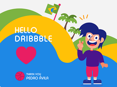 Hello Dribbble 2d brazil color dribbble hello hellodribbble illustration new thankyou