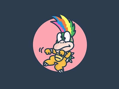 Lemmy's (Koopa) physiognomy in the 1990s. Nintendo. adobe ai art branding cartoon character design dribbble illustration new nintendo nintendo 64 super mario super mario bros super mario world vector