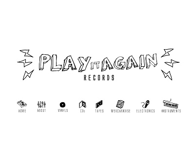 Play It Again Records again branding illustration it logo play records