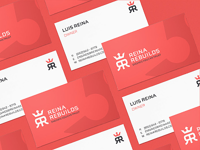Reina Rebuild Business Cards business cards cars crown engines mechanics print design queen red royalty