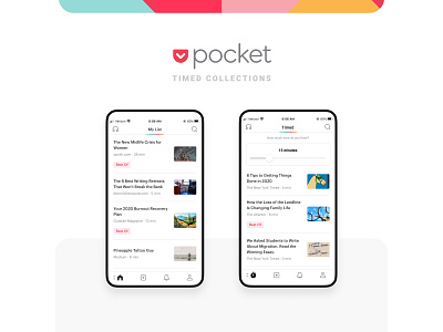 Pocket for iOS - "Timed Collections" concept app design design ios ui visual design