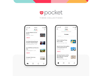 Pocket for iOS - "Timed Collections" concept