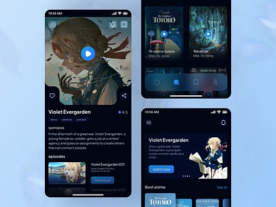 Anime Streaming App anime app cinema dark darkapp filme ios mobile app movie movie poster ui uidesign userinterface