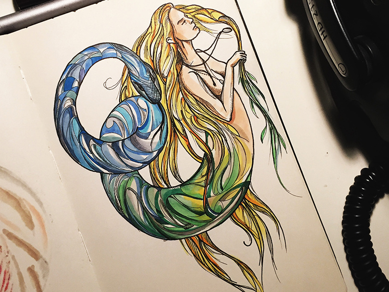 Drawing #35 (Sahmaran) by Melih Sancar on Dribbble