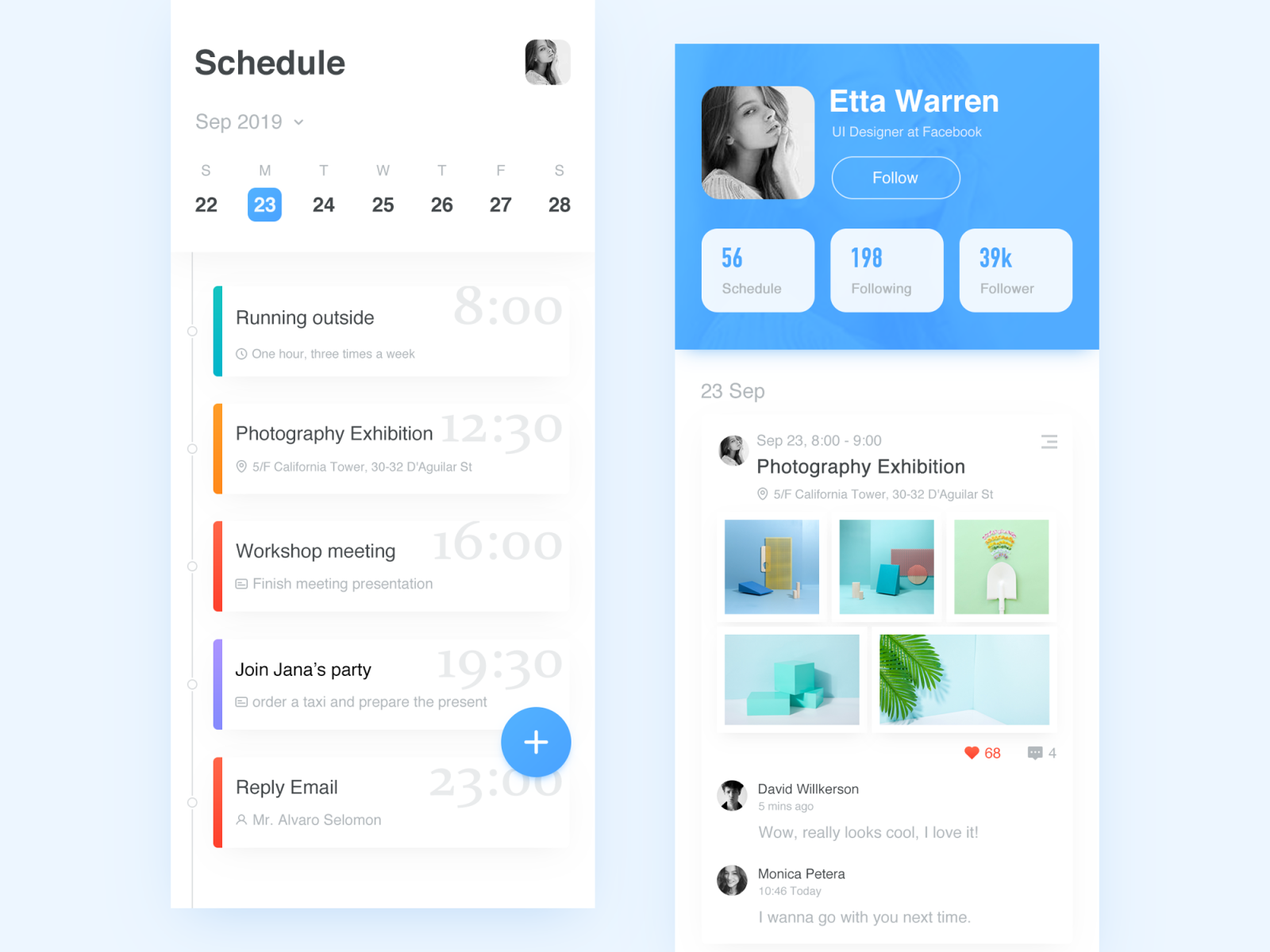 Social Calendar app by Yoyo Wang on Dribbble
