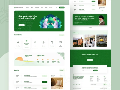 Hejrat Foundation (Masjid Al-Nabi) Home page design homepage illustration islam landing mosque muslims ui ux web zihad