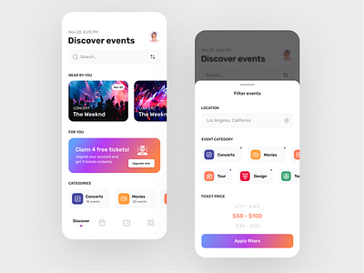 Event Booking App UI - Light version by Zihad Islam on Dribbble