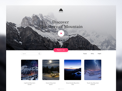 Discover Mountain clean design homepage landing minimal ui ux web website zihad