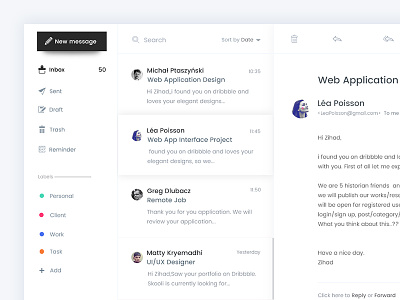 Mail client app app dashboard desktop email mail ui ux web zihad