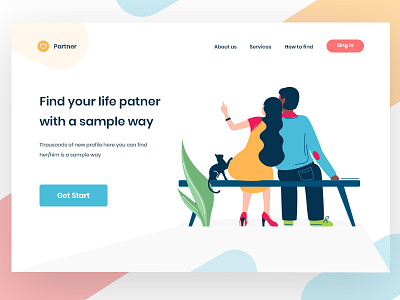 find partner bike clean colourful design dmit friends homepage illustration landingpage lines outdoors people socializing street ui ux web zihad