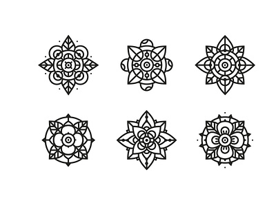 Set Flowers art black design flowers geometric graphic design icon illustration lineart logo set vector graphic