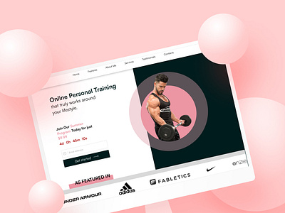 Fitness web landing page design figma fitness landing page ui ux visual design