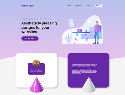 Landing page of portfolio website design graphic design ui