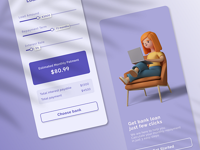 Calculator for bank loan 004 app bank load calculator dailyui design ui ui ux design ux web design