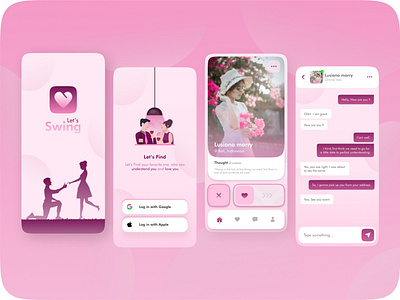 Swing - Dating App app branding chatting screen design dating app design graphic design home screen illustration ios curve logo love app pink design smooth design splash screen design statisfying app design typography ui ui design uiux vector