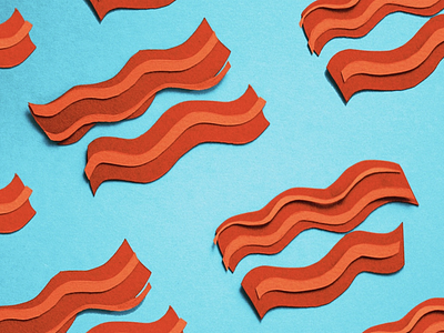 breakfast (pt 1) analog bacon blue breakfast food illustration paper papercraft red
