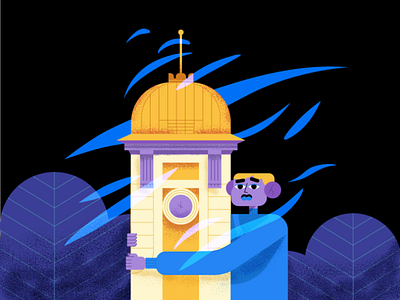 The Tower and the man academic work character illustration skillbox tower vector