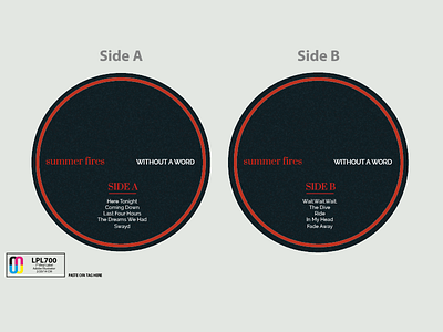 label: vinyl package layout and design for indie band