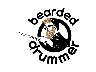 bearded drummer logo/branding design branding character drummer identity logo monogram music musician wordmark