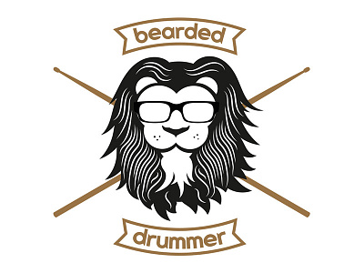 bearded drummer logo/branding design branding character drummer identity logo monogram music musician wordmark