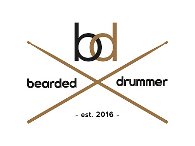 bearded drummer logo/branding design branding character drummer identity logo monogram music musician wordmark