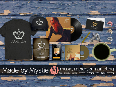 Zaritza logo & brand design: music merch mockup