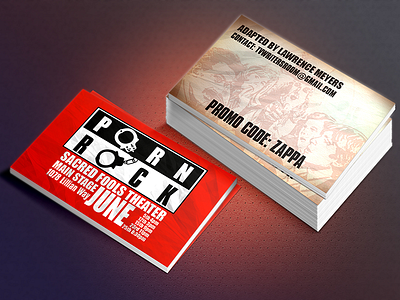 Porn Rock business card design for theater show: mockup ad america festival marketing merch music play print rock rock n roll show