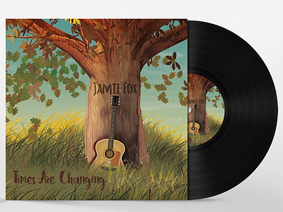 JAMIE FOX JACKET ALBUM PACKAGE DESIGN: final version mockup album cd cover ep guitar illustration jacket music musician singer vinyl