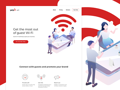 Yelp WiFi Landing Page Concepts illustration landing page landingpage web web design