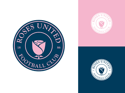 Roses United Football Club athletics club crest football logo logocrest logodesign patch rose soccer sports typography