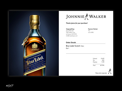 Daily UI 017 Receipt alcohol dailyui digitaldesign ecommerce receipt scotch ui ux webdesign website