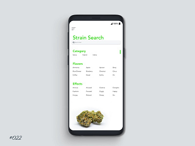 Daily UI 022 Search appdesign cannabis daily 100 challenge dailyui digitaldesign marijuana mobile mobileapp mobiledesign search bar ui ux uidesign web weed