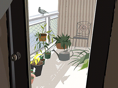 A New York Companion {gif} animation balcony clarakins new york nyc observation pigeon