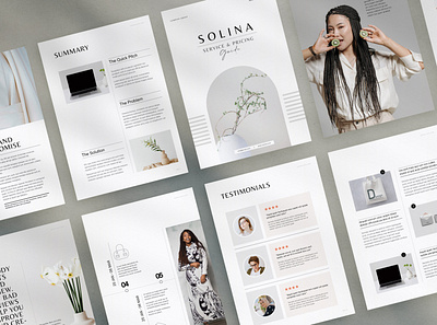 SOLINA Services & Pricing Template branding brochure canva template catalogue graphic design indesign template package portfolio profile proposal services template