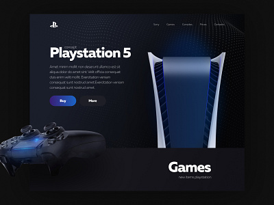 Playstation 5 | Concept 3d design dualshock figma first screen landing page playstation ui ux website