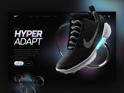 HYPER ADAPT | Concept 3d design figma first screen nike ui ux webdesign website
