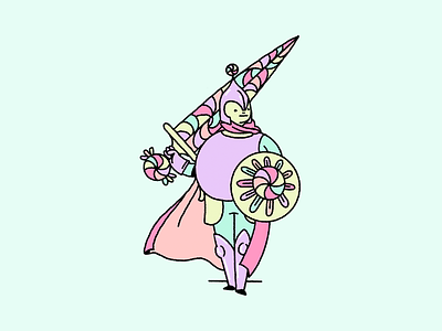 Candy Knight candy cute doodle eldenring fantasy flower fun illustration knight mint pastel pink warrior